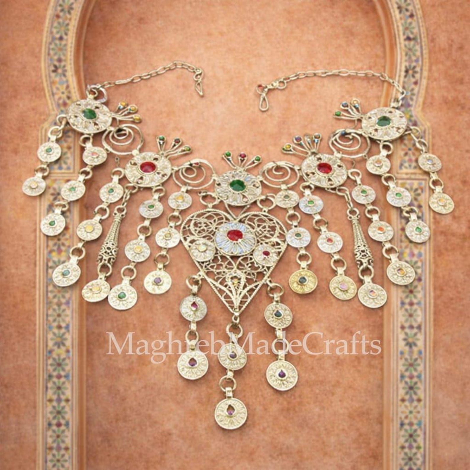 Amazigh Berber Bridal Jewelry Set with Necklace Crown Ensemble