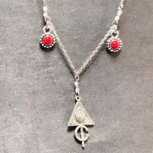 Amazigh Kabyle Fibule Berber Necklace with Corail Charms