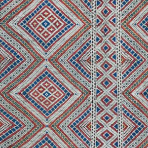 Berber Amazigh Beni Ourain Blue Geometric Wool Rug Handmade