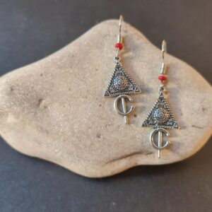 Amazigh Berber Forme Fibule Drop Earrings in Silver Style