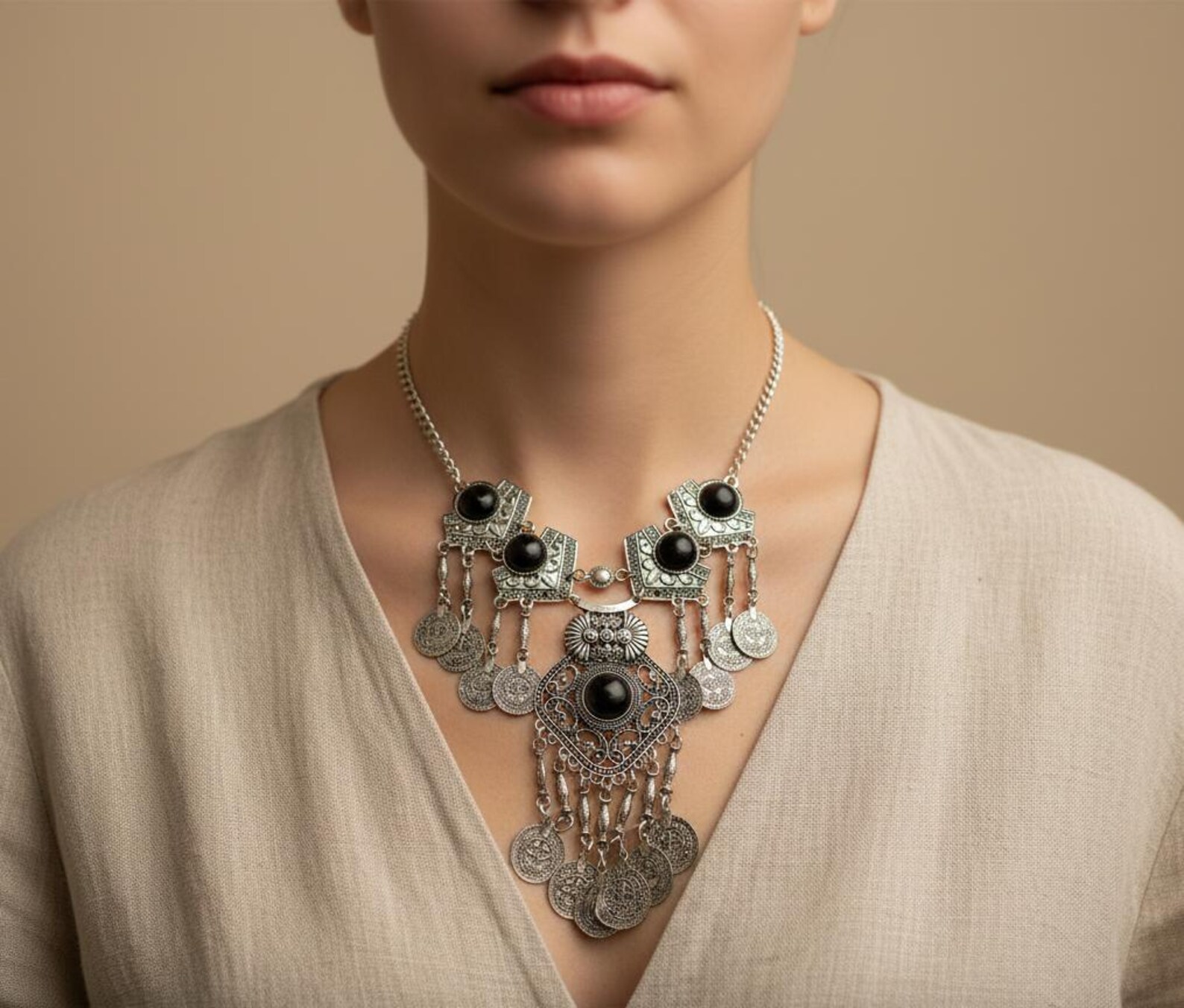 Amazigh Berber Traditional Heritage Statement Necklace Wedding Jewelry