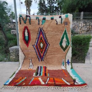 Amazigh Berber Handmade Wool Geometric Rug Colorful Boho Carpet