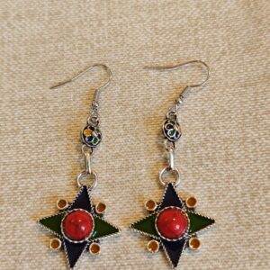 Amazigh Berber Kabyle Earrings with Silver Tone Modern Design