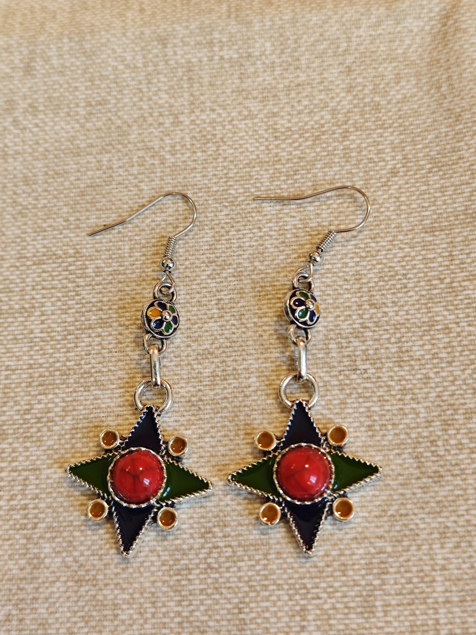 Amazigh Berber Kabyle Earrings with Silver Tone Modern Design