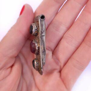 Amazigh Antique Enameled Pendant Necklace with Glass Gems