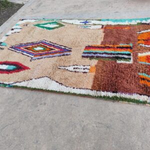 Amazigh Berber Handmade Wool Geometric Rug Colorful Boho Carpet