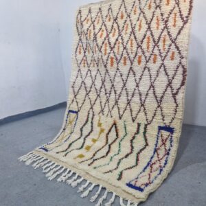 Emerald Green Amazigh Berber Handmade Wool Boujad Rug with Tribal Design