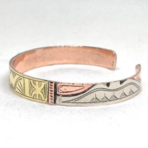 Amazigh Berber Tuareg Brass Bangle Bracelet with Symbolic Design