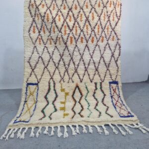 Emerald Green Amazigh Berber Handmade Wool Boujad Rug with Tribal Design