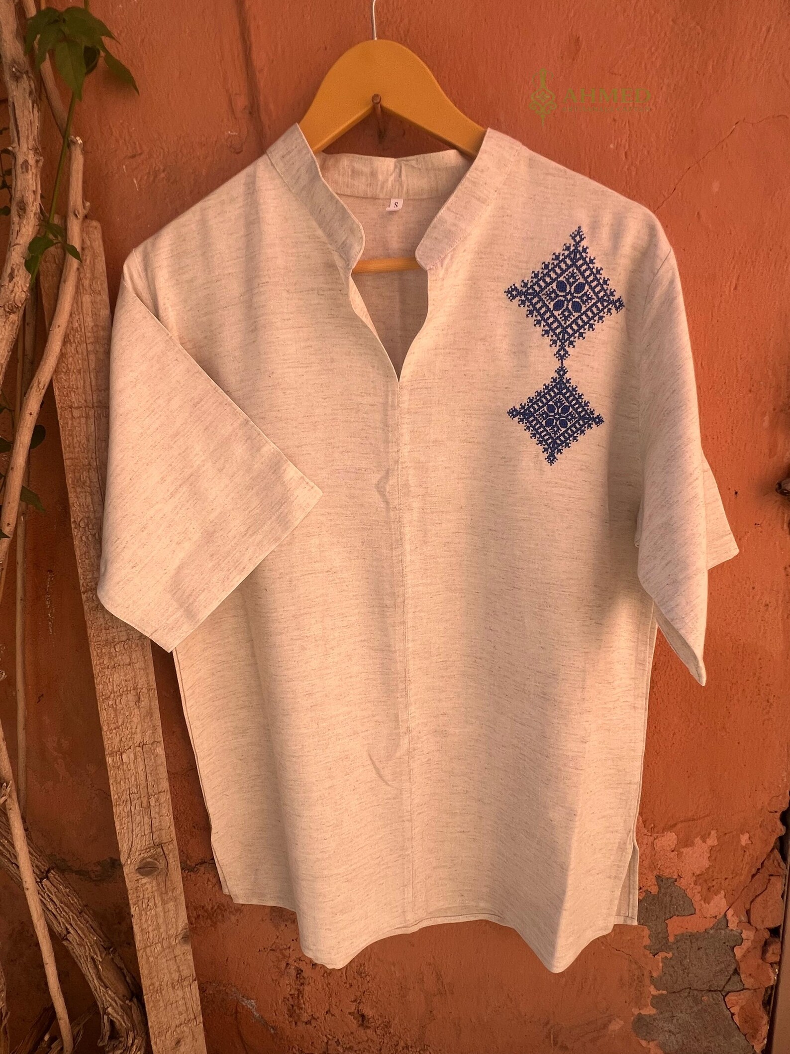 Amazigh Loulan Tunic with Elegant Embroidery for Men