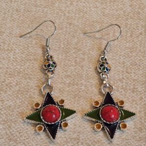 Amazigh Berber Kabyle Earrings with Silver Tone Modern Design