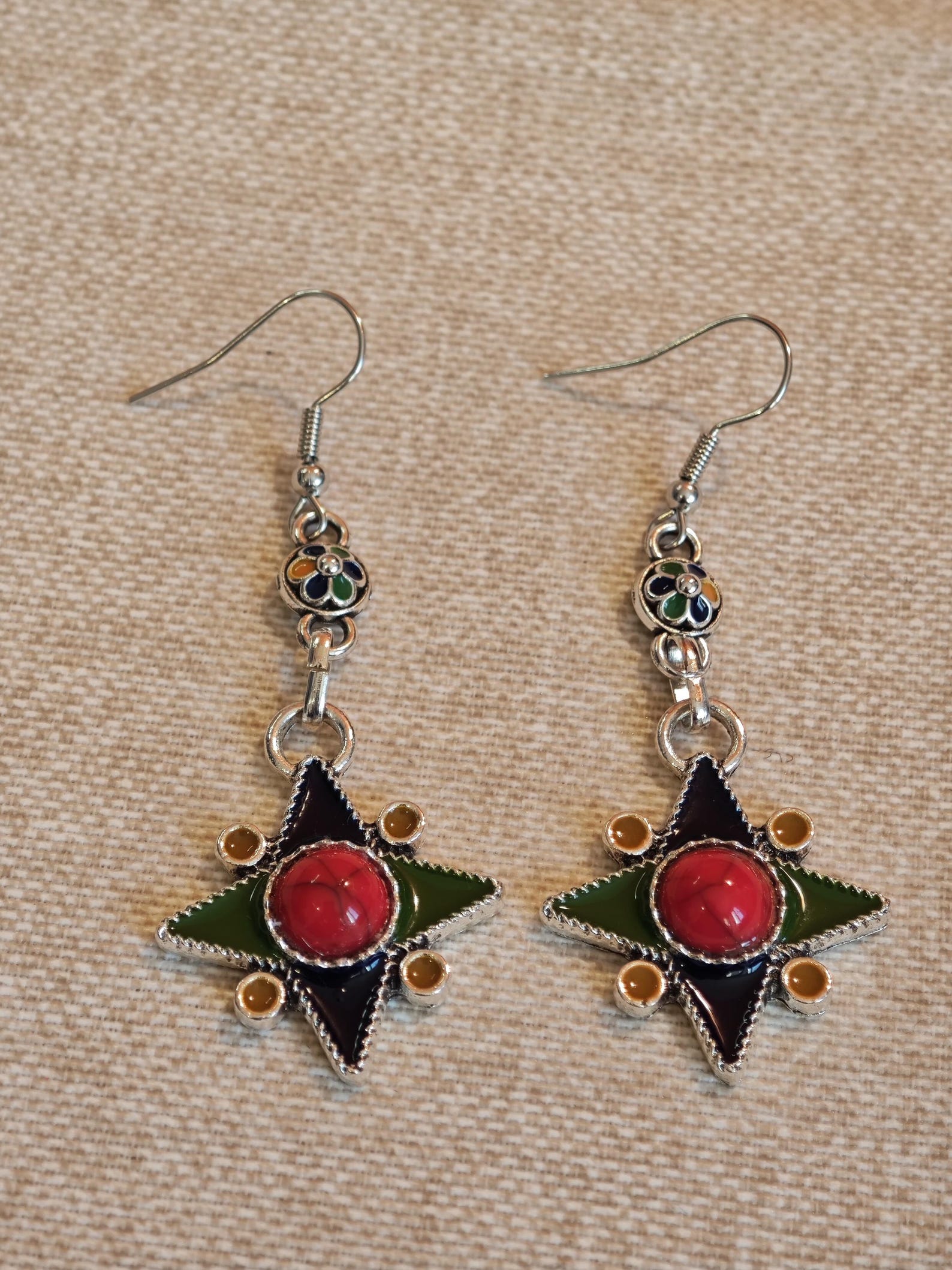 Amazigh Berber Kabyle Earrings with Silver Tone Modern Design