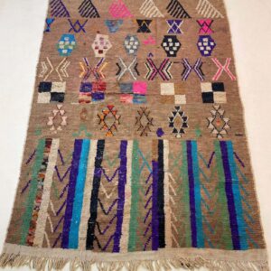 Hand-Knotted Azilal Berber Wool Rug with Tribal Symbol Sampler