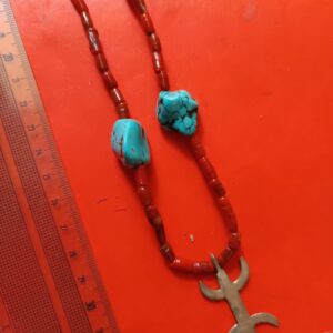 Amazigh Berber Handmade Necklace with Metal Pendant and Beads