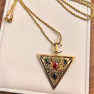 Amazigh Berber Timizghin Triangle Motif Gold Pendant Necklace