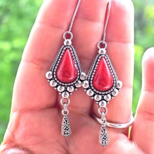 Amazigh Kabyle Berber Traditional Ethnic Earrings with Coral Details