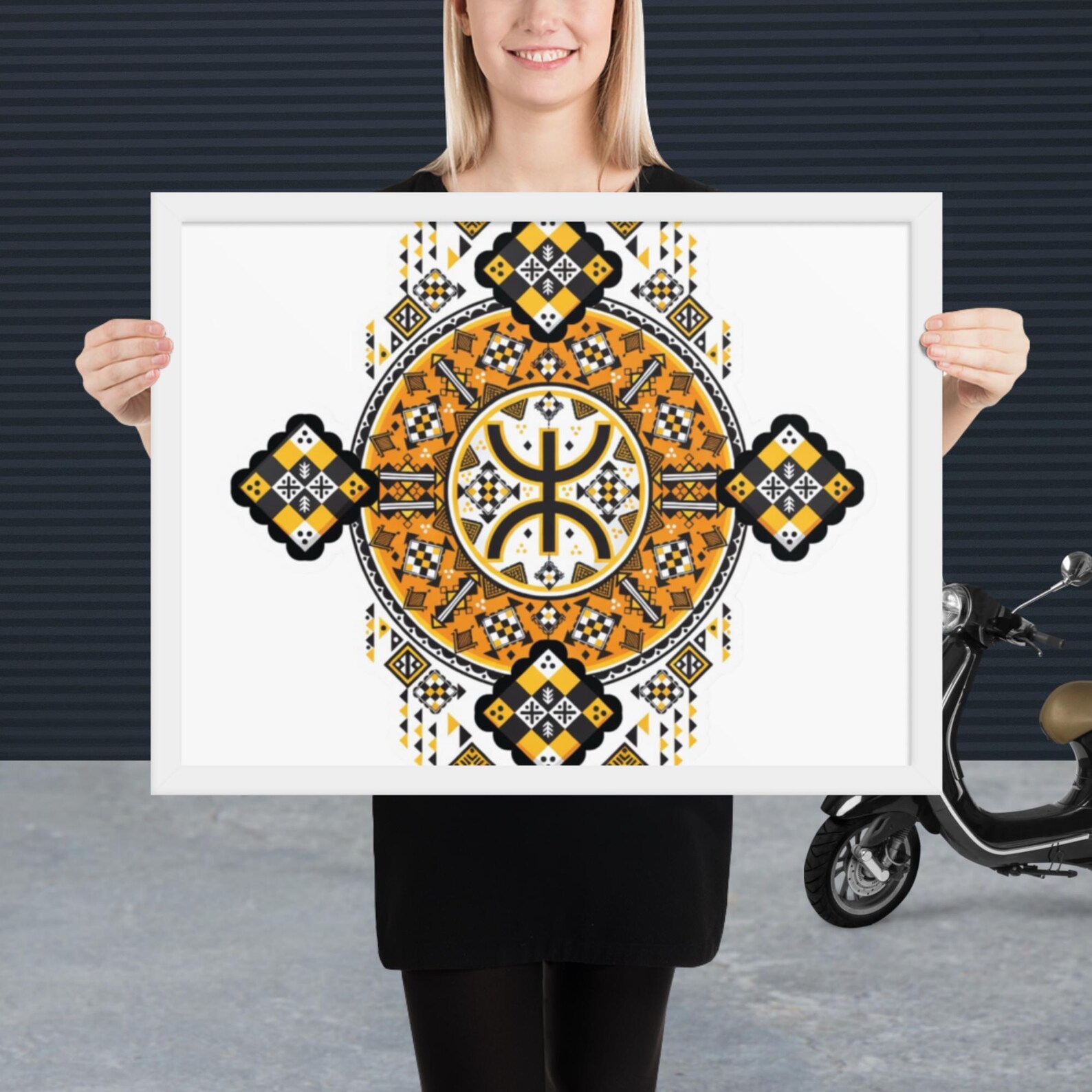 Vibrant Amazigh Berber Yaz Symbol Framed Poster Wall Art