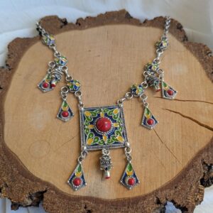 Amazigh Kabyle Berber Traditional Handmade Adjustable Necklace with Colorful Details