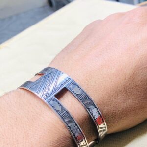 Amazigh Tuareg Berber Gravé Silver Bracelet Adjustable Cuff Maroc