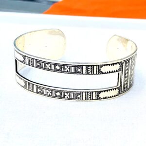 Amazigh Tuareg Berber Gravé Silver Bracelet Adjustable Cuff Maroc