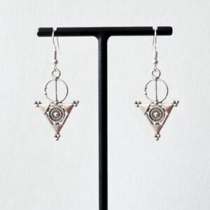 Amazigh Berber Fibule Earrings Silver Plated Boho Talisman