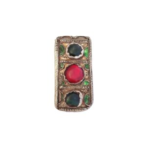 Amazigh Antique Enameled Pendant Necklace with Glass Gems