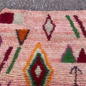 Amazigh Boujaad Berber Wool Rug with Colorful Geometric Patterns