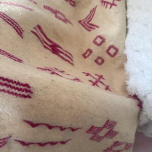 Amazigh Berber Hand-Woven Wool Rug with Pink Motifs