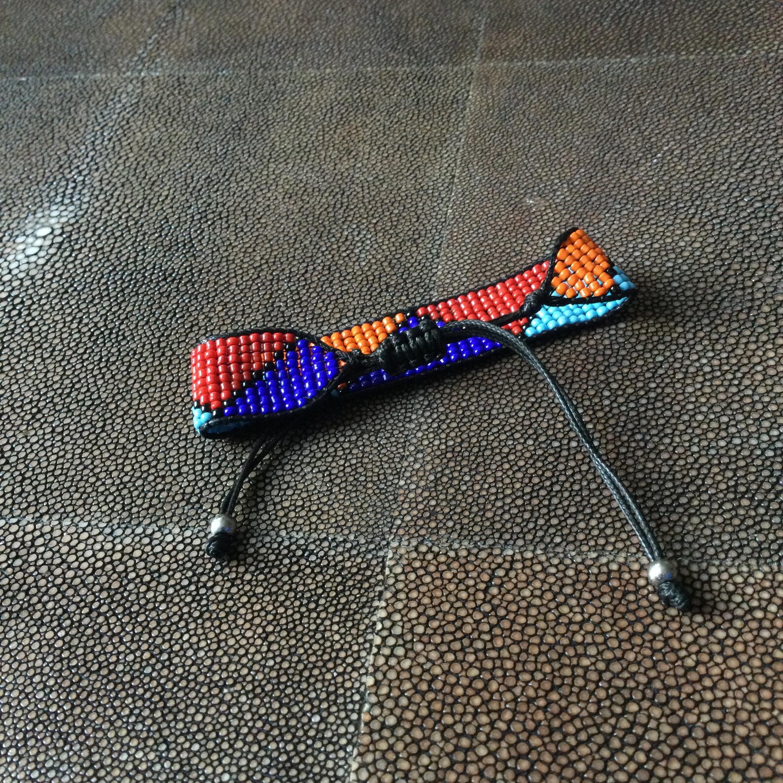 Amazigh Berber Beaded Glass Bracelet with Colorful Geometric Design