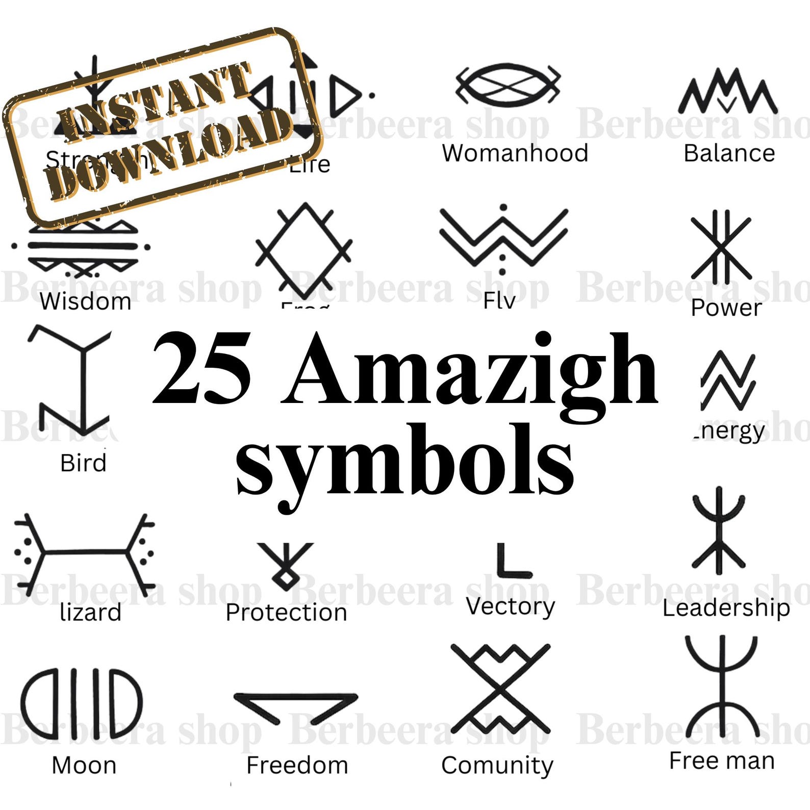 Amazigh Berber Handcrafted With Cultural Meaning North African Symbols Digital Download