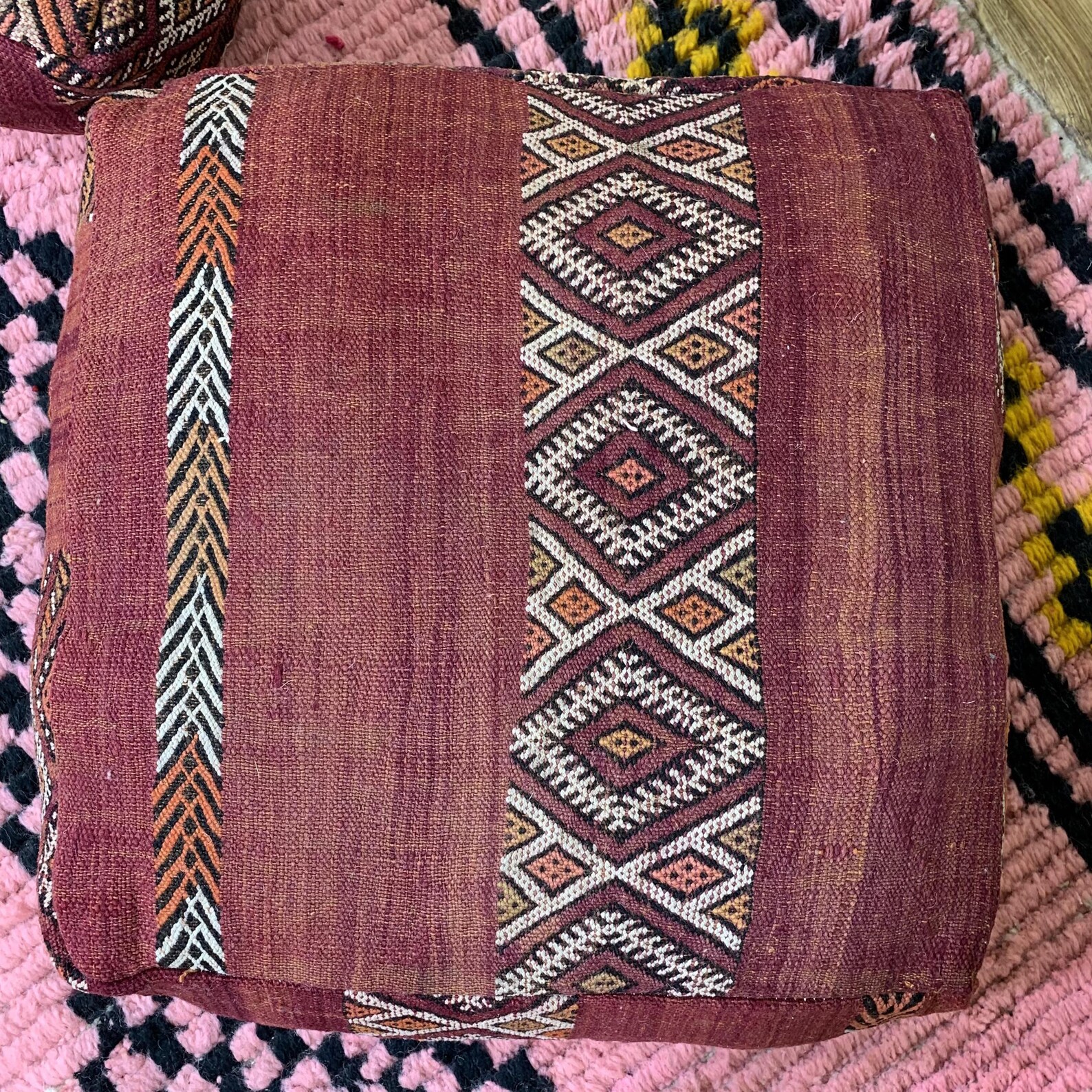 Amazigh Berber Beni Ourain Cozy Floor Cover Pouf