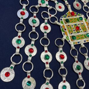 Amazigh Silver Tribal Necklace with Engraved Heritage Jewelry Design