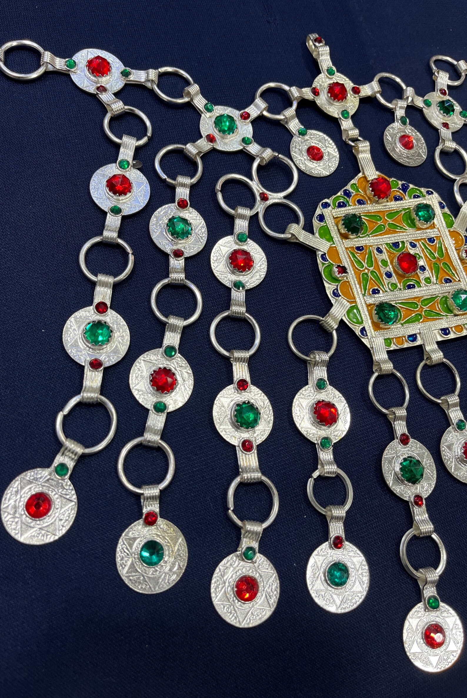 Amazigh Silver Tribal Necklace with Engraved Heritage Jewelry Design