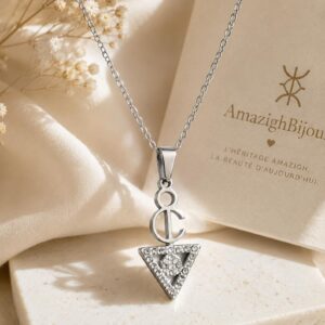 Amazigh Berber Tizerzit Fibula Inspired Zircon Stone Necklace