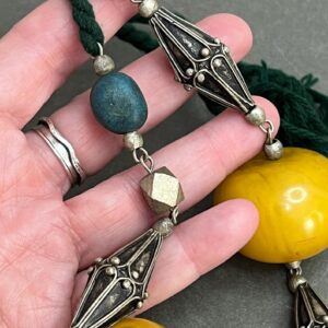 Vintage Berber Amazigh Amber Resin Bead North African Necklace
