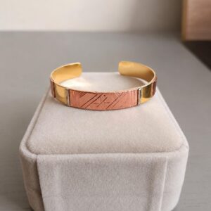 Amazigh Berber Tuareg Tifinagh Cuff Bracelet with Mixed Copper Silver Details