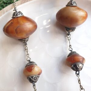 Berber Amazigh Vintage Copal Bead Amulet Necklace from Maroc