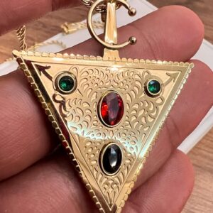 Amazigh Berber Timizghin Triangle Motif Gold Pendant Necklace