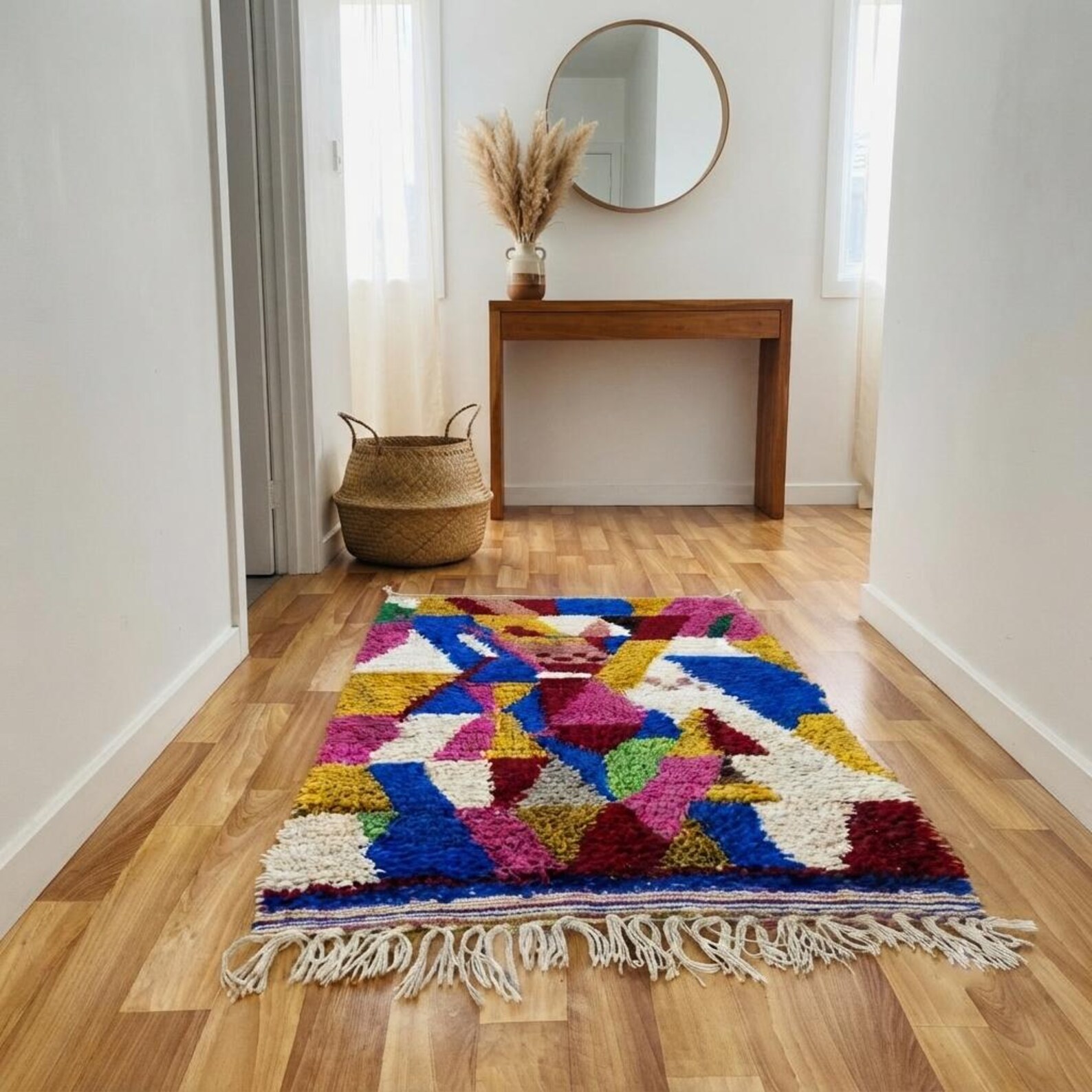 Amazigh Berber Diamond Handwoven Colorful Custom Wool Rug