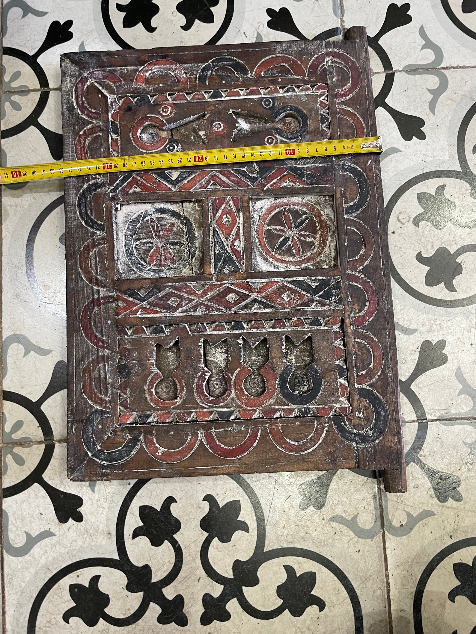 Amazigh Berber Hand Carved Wooden Door Wall Art Panel