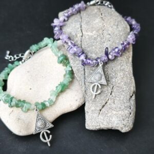 Amazigh Kabyle Berber Fibule Bracelet with Natural Stone Charms