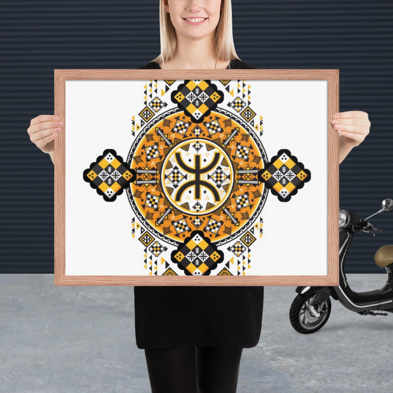 Vibrant Amazigh Berber Yaz Symbol Framed Poster Wall Art