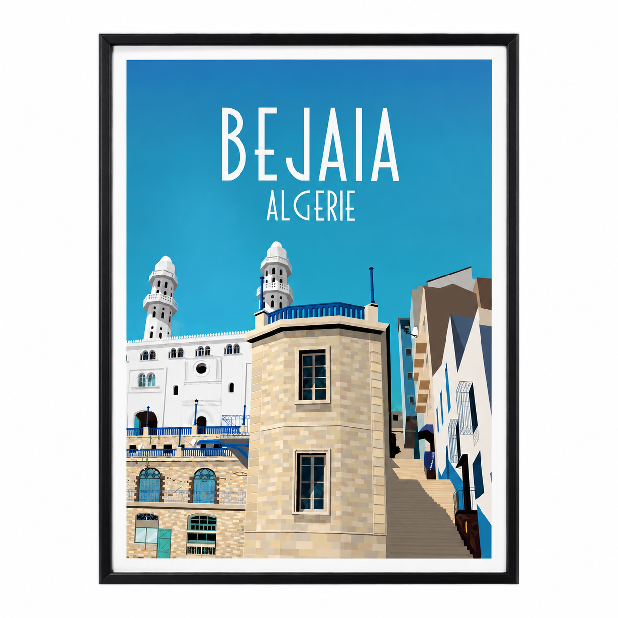 Amazigh Affiche Bejaia Port Minimalist Kabylie Wall Art