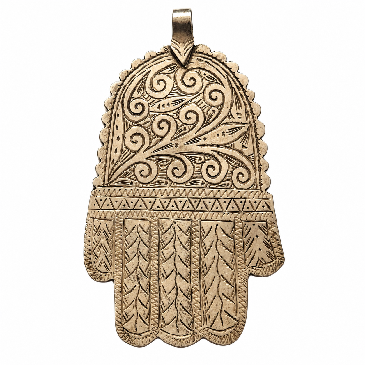 Amazigh Ancienne Hamsa Khamssa Tifinagh Motifs Silver Necklace