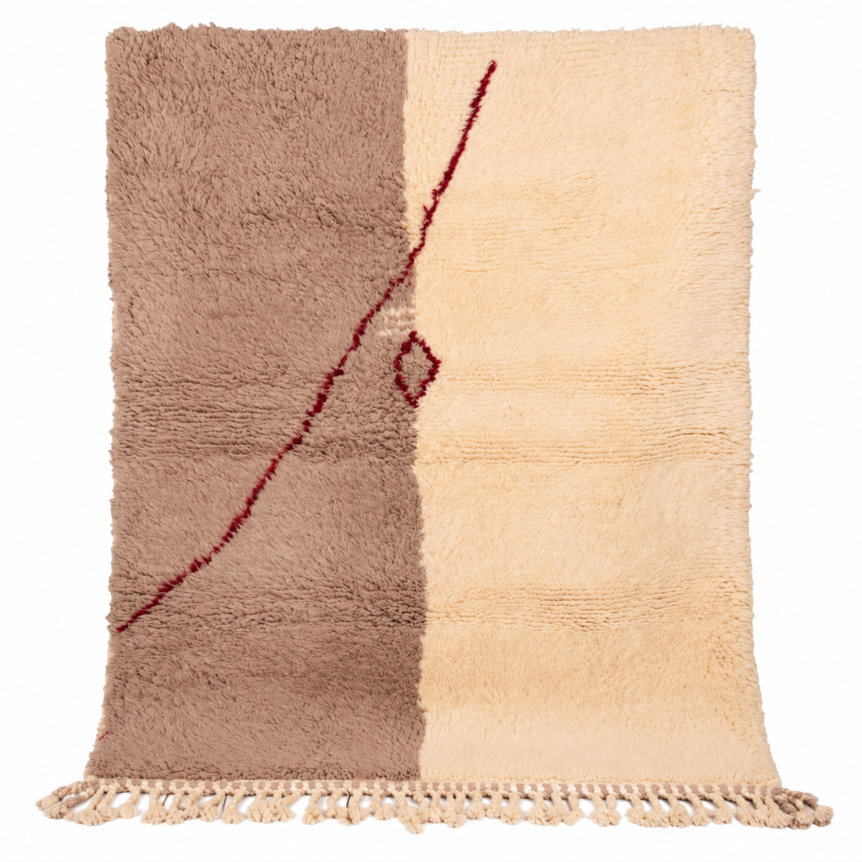 Amazigh Azilal Rug Handwoven Wool Abstract Burgundy Symbol
