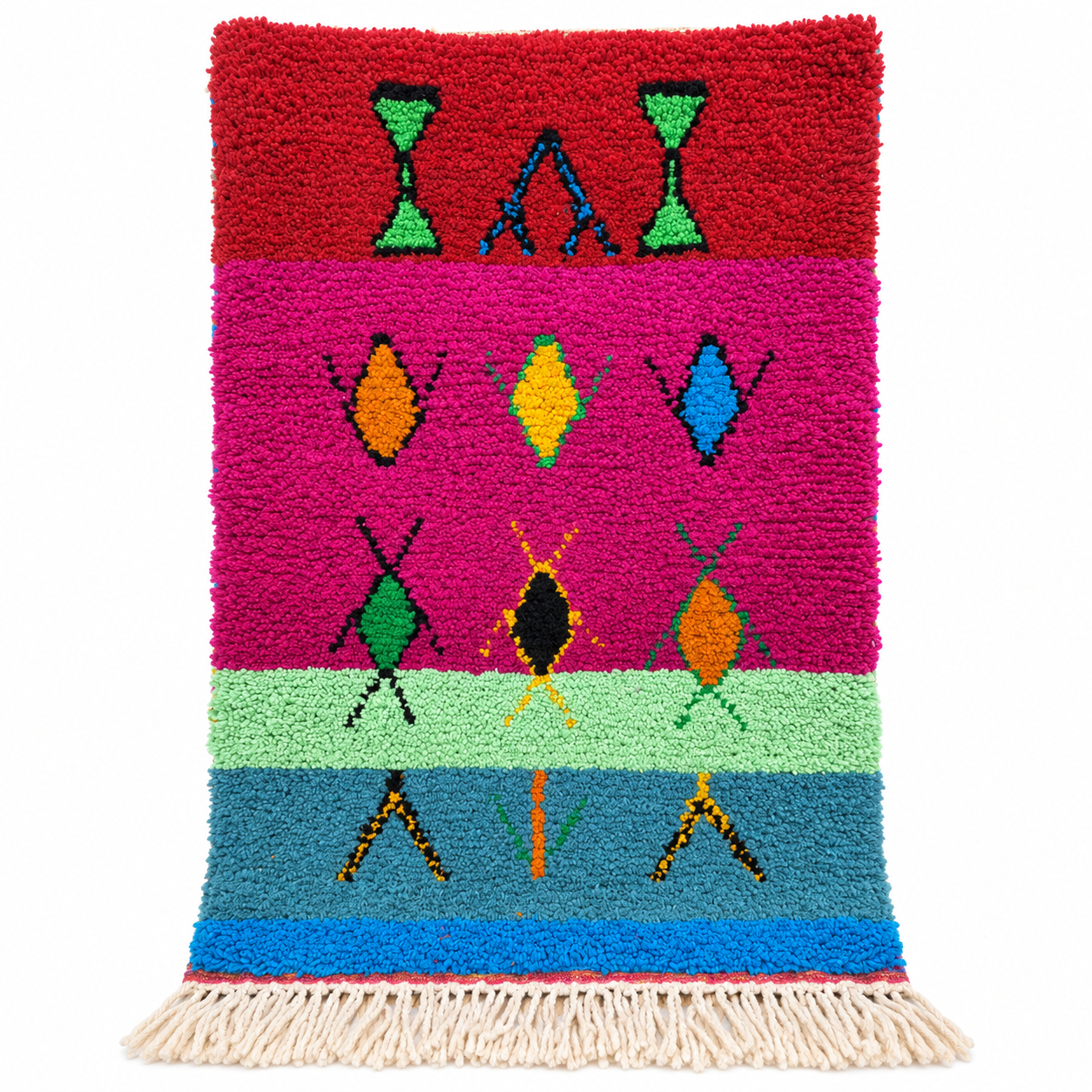 Amazigh Beni Ourain Berber Geometric Wool Handwoven Rug