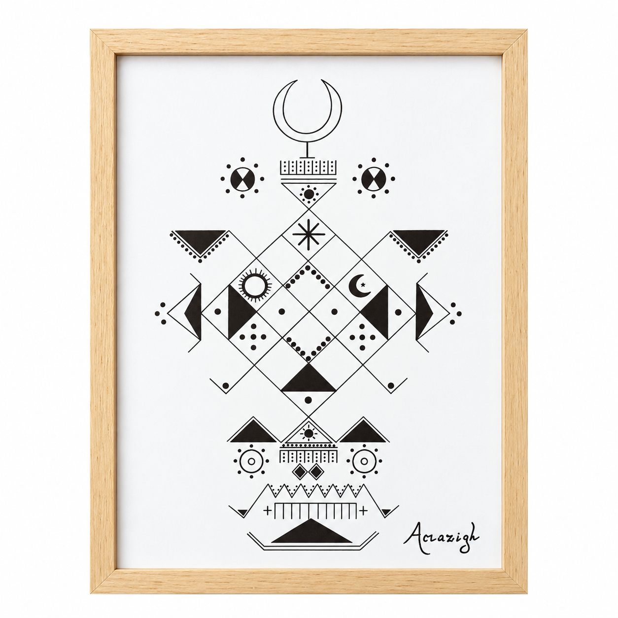 Amazigh Berber Affiche d’inspiration Handmade Poster Geometric Wall Art