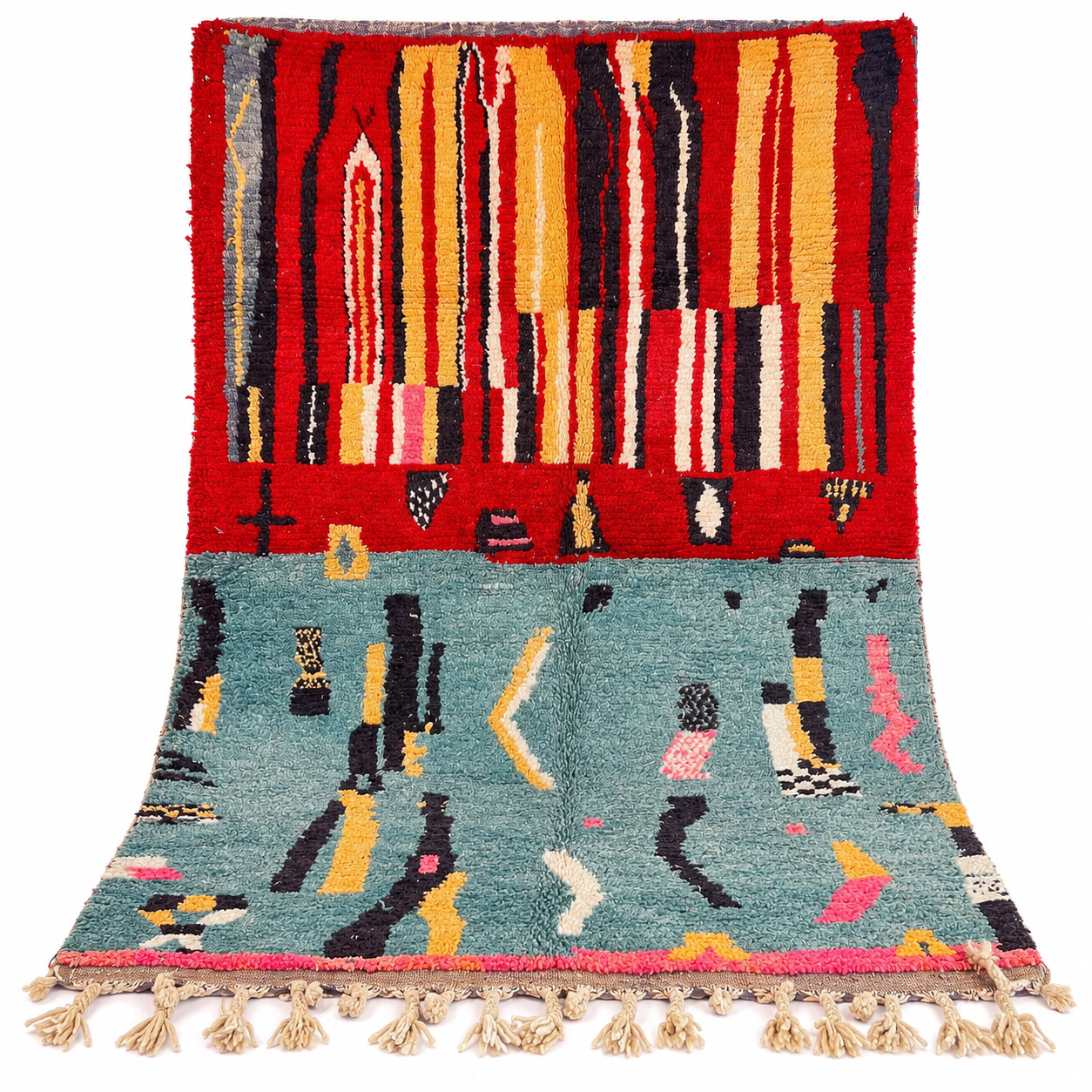 Amazigh Berber Beni Ourain Wool Rug with Boho Home Decor
