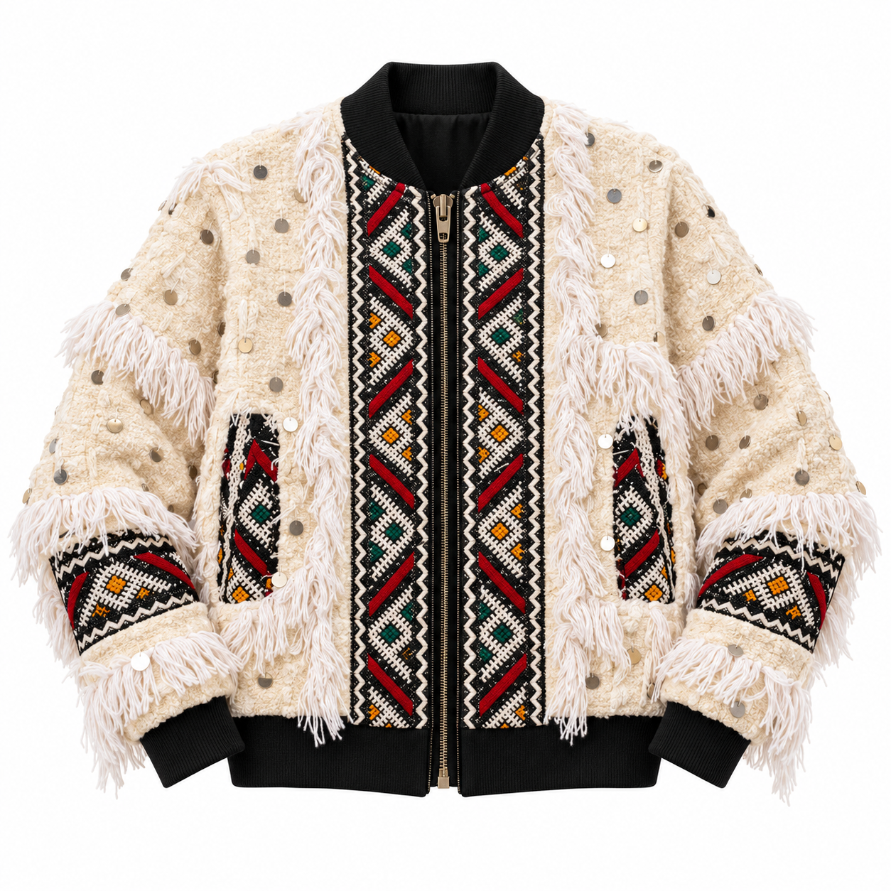 Amazigh Berber Bomber unisexe Festival Handira Wool Hoodie
