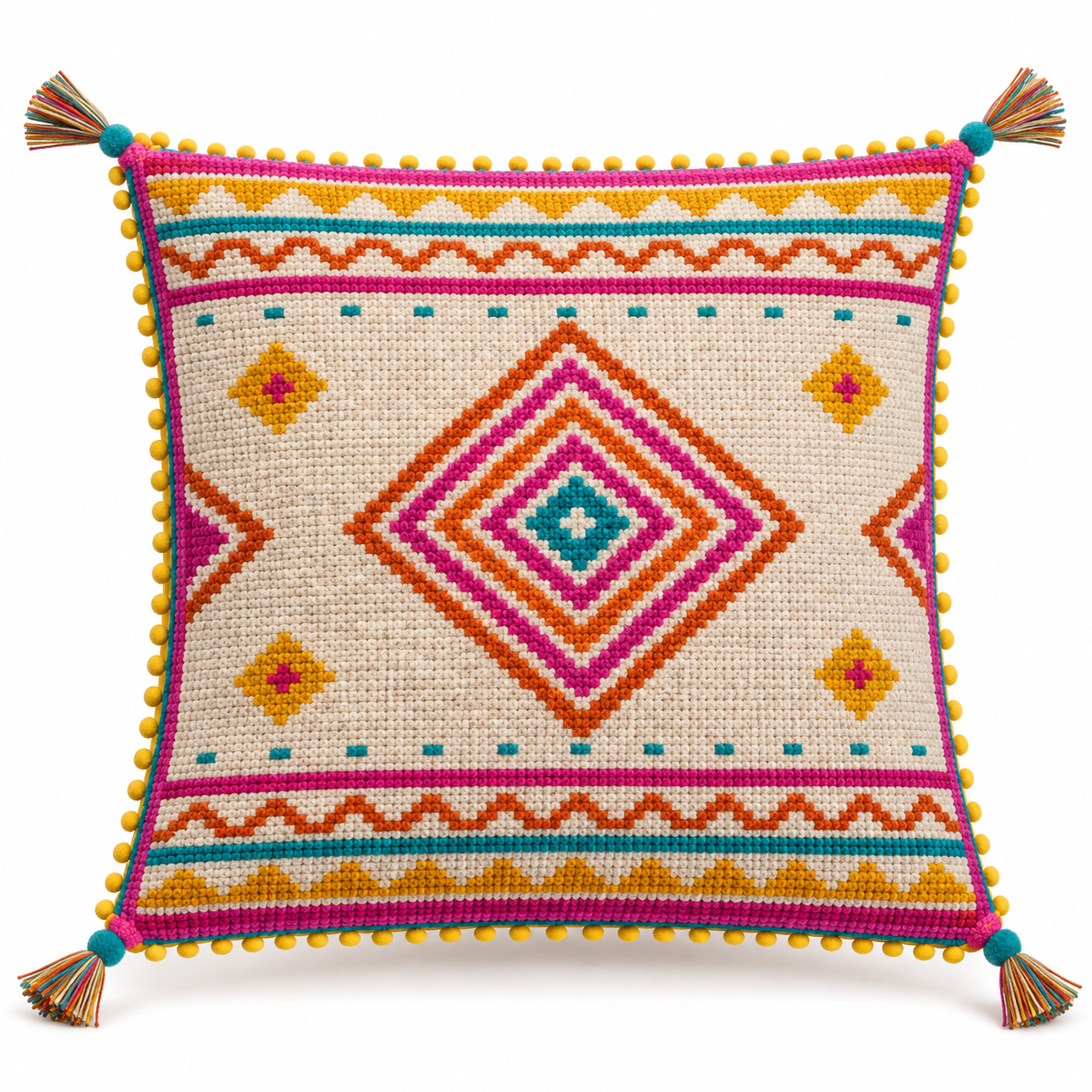 Amazigh Berber Boucherouite Azilal Crochet Pillow Pattern PDF